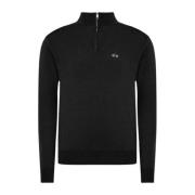 La Martina Herr Zip Hals Pullover Tröja Black, Herr