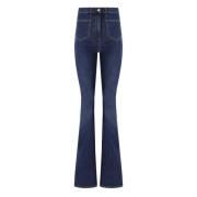 Elisabetta Franchi Mörkblå Flare Jeans Blue, Dam