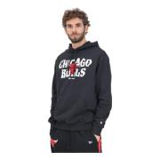 New Era Chicago Bulls NBA Grafisk Hoodie Svart Black, Herr