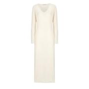 Antonelli Firenze Ivory Kashmir Klänning med Lurex Detaljer Beige, Dam