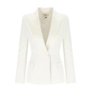 Elisabetta Franchi Ivory Satin Reversjacka White, Dam