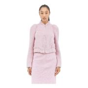 Dries Van Noten Fluffy Wool Blend Casual Jacket Pink, Dam