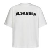 Jil Sander Vit Bomull T-shirt med Logotyptryck White, Herr