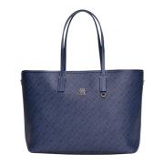 Tommy Hilfiger Läder Toteväska för Kvinnor Blue, Dam