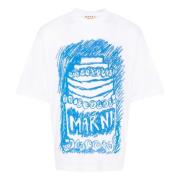 Marni Cake Print Jersey T-shirt White, Herr