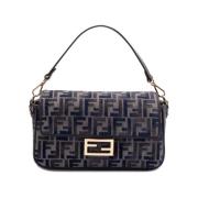 Fendi Blå Monogram Chenille Väska Blue, Dam