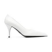 Prada Vita Läder Stiletto Slip-On Skor White, Dam