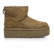 UGG Brun Mocka Plattform Ankelboots Green, Dam