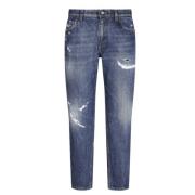 Dolce & Gabbana Blå Ripped Denim Jeans Blue, Herr