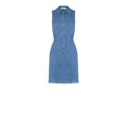 Rinascimento Denim Fringe Dress Blue, Dam