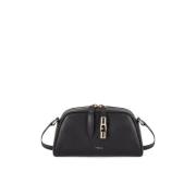 Furla Svart Mini Crossbody-väska med Guld Cylinder Black, Dam