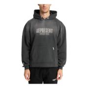 Represent Tryckknapp Mönstrad Logga Ficka Hoodie Black, Herr