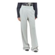 Dries Van Noten Bomull Jersey Wide-Leg Track Pants Gray, Dam