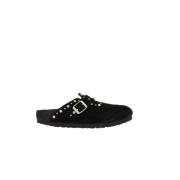 Birkenstock Svart Studded Mocka Mule Sandaler Black, Dam