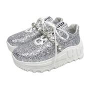 Miu Miu Pre-owned Pre-owned Tyg sneakers White, Dam