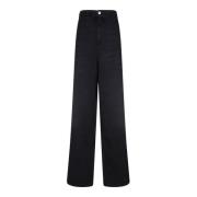 Isabel Marant Svarta Wide Leg High Waist Jeans Black, Dam