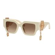 Philipp Plein Vita Acetat Solglasögon med Brun Lins Beige, Dam