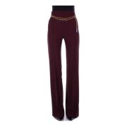 Elisabetta Franchi Bordeaux Slim Byxor med Logopendant Purple, Dam