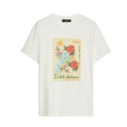 Max Mara Weekend Kollektion Print Crew Neck T-shirt White, Dam