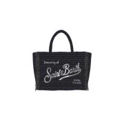 Saint Barth Svart Tweed Vanity Shopper Väska Multicolor, Dam