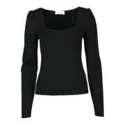 MeiMeiJ Stilig Viskos Polyester Topp Black, Dam