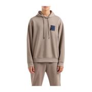 Emporio Armani Grå Logo Patch Hoodie Tröja Brown, Herr