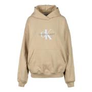 Calvin Klein Jeans Bomullsblandad Sweatshirt Beige, Dam