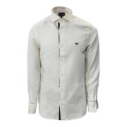 Emporio Armani Vit Regular Fit Skjorta med Broderad Örnlogotyp White, ...