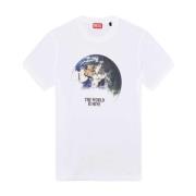 Diesel Världsprint T-shirt White, Herr