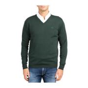 La Martina V-ringad Herr Pullover med Broderad Logotyp Green, Herr