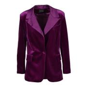 Actualee Stilig Jacka i Polyester Elastan Blandning Purple, Dam