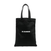 Jil Sander Logo Print Tote Bag, Svart/Vit Black, Herr