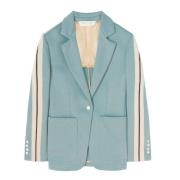 Palm Angels Klassisk Track Blazer för Kvinnor Blue, Dam