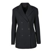 Max Mara Studio Elegant Jacka i Stretchigt Tyg Black, Dam