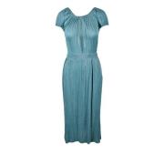 Elisabetta Franchi Elegant Damklänning Viskos Polyester Blandning Gree...