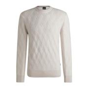 Hugo Boss Vit Crew Neck Sweater Regular Fit White, Herr