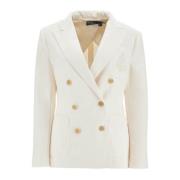 Polo Ralph Lauren Borstad Ullblandning Dubbelknäppt Blazer White, Dam