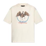 Amiri T-shirt med tryck Beige, Dam