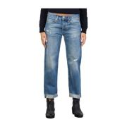 Roy Roger's Ljus Tvätt Sliten Denim Boyfriend Jeans Blue, Dam