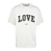 Msgm Bomull T-shirt med unik design White, Herr