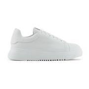 Emporio Armani Vita Läder Sneakers Logodetalj Gummisula White, Dam