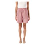 By Malene Birger Randig Bomull Elastisk Midja Shorts Red, Dam