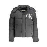 Calvin Klein Svart nylonjacka med huva Black, Herr