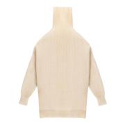 Avant Toi Lyxig Ribbstickad Turtlenecktröja Beige, Herr