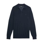 Lyle & Scott Blå Merino Krage Tröja Blue, Herr