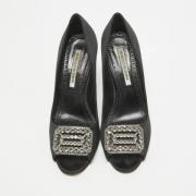 Manolo Blahnik Pre-owned Pre-owned Satin klackskor Black, Dam