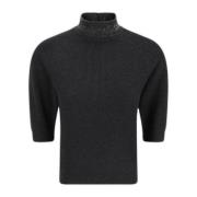 Brunello Cucinelli Antracit Dragkedja Baktill Tröja Raglan Stil Gray, ...