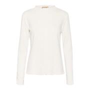 Karen by Simonsen Ribbad topp med krullade kanter Beige, Dam