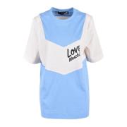 Love Moschino Bomull T-shirt med Snygg Design Blue, Dam