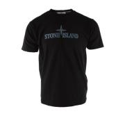 Stone Island Svart Bomull T-shirt för Herrar Black, Herr